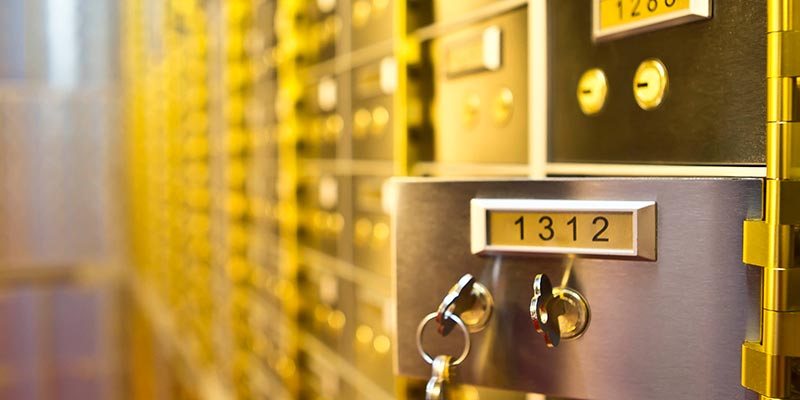 safety deposit box open with key